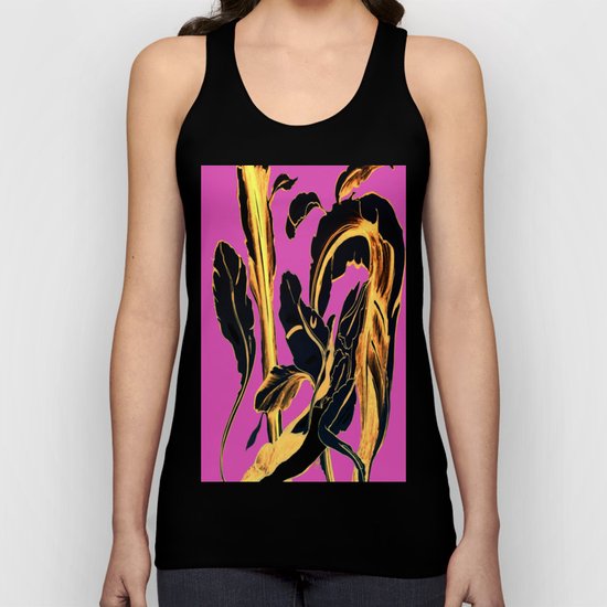 Golden Succulent on Fuchsia Unisex Tank Top