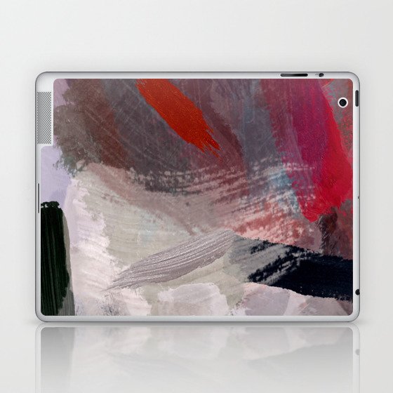 abstract splatter brush stroke painting texture background in red brown black Laptop & iPad Skin