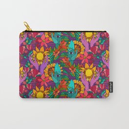 Pattern with sunflowers, magnolia, gladiolus and human hands Carry-All Pouch