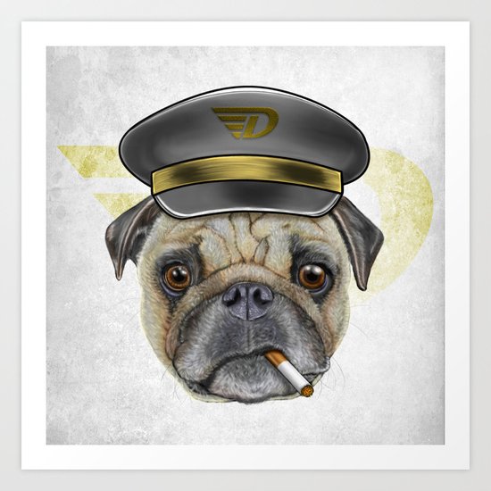 Pug Commander Art Print