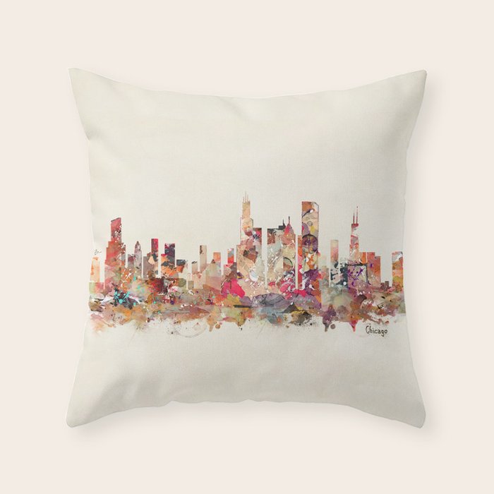Chicago Illinois skyline Throw Pillow by bri.buckley Society6