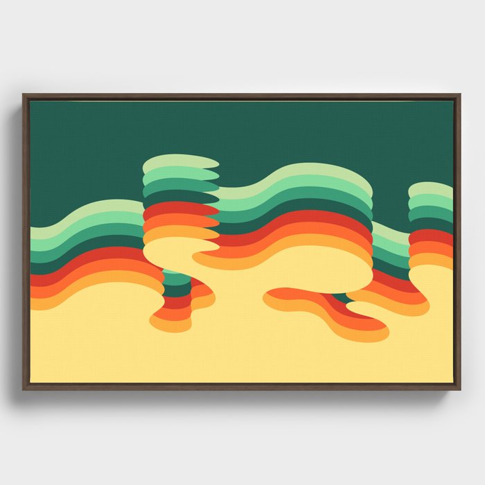 Soft Rippling Waves Colorful Minimalist Abstract Nature Art In Warm Natural African Color Palette Framed Canvas
