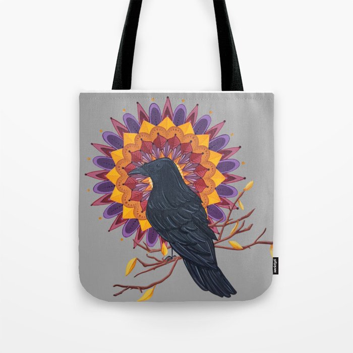 Crow Mandala Tote Bag