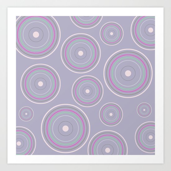 CONCENTRIC CIRCLES IN BLUE (abstract pattern) Art Print