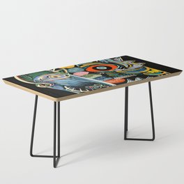 Graffiti Art Creatures Rainbow Colors and Words  Coffee Table