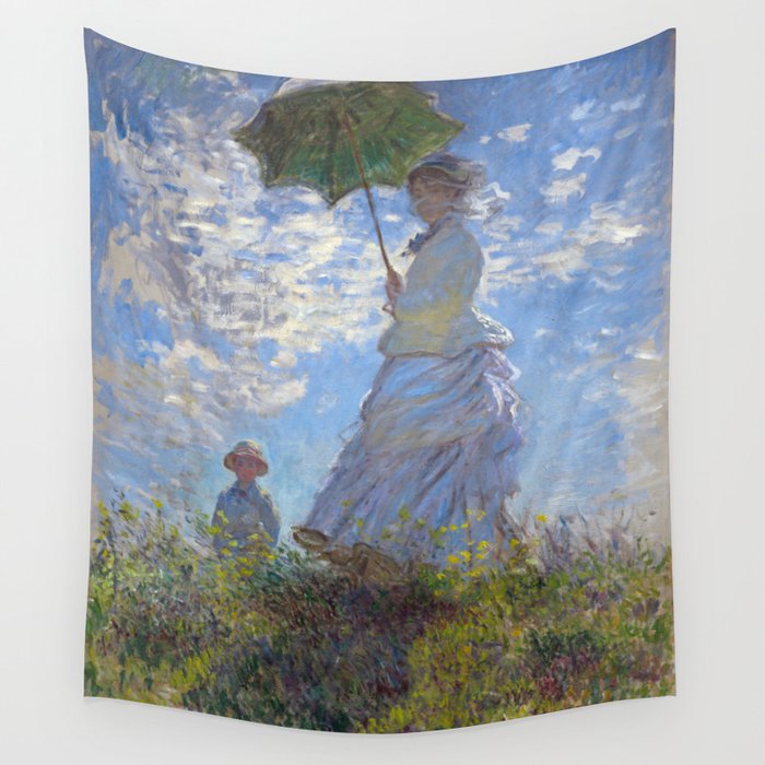 Claude Monet - Woman with a Parasol - Madame Monet and Her Son Wall Tapestry