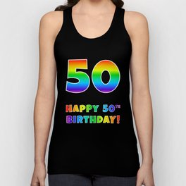 [ Thumbnail: HAPPY 50TH BIRTHDAY - Multicolored Rainbow Spectrum Gradient Tank Top ]