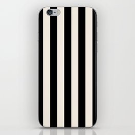 Black And Cream White Vertical Stripes iPhone Skin