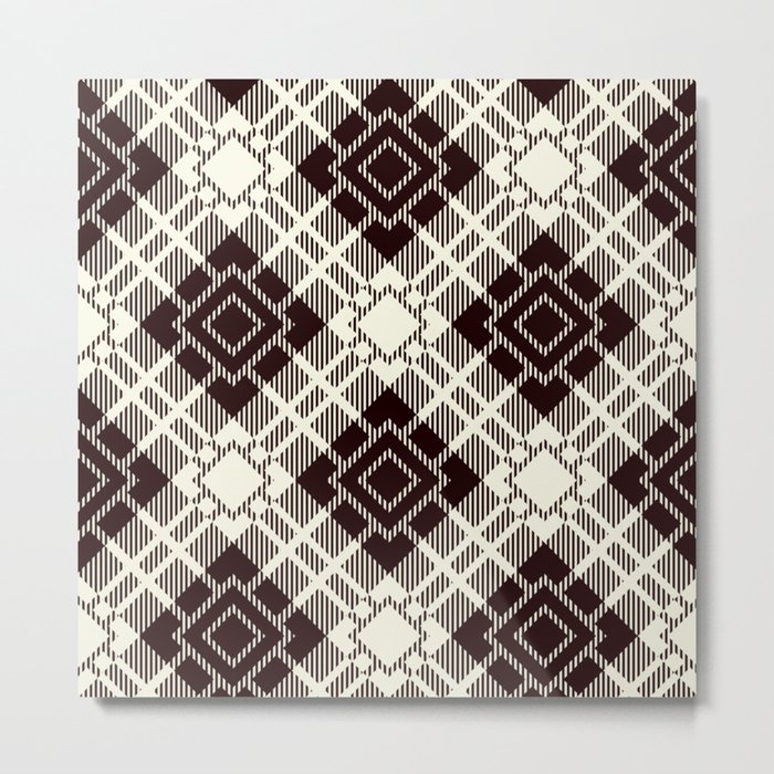 Black and White Square Pattern Metal Print