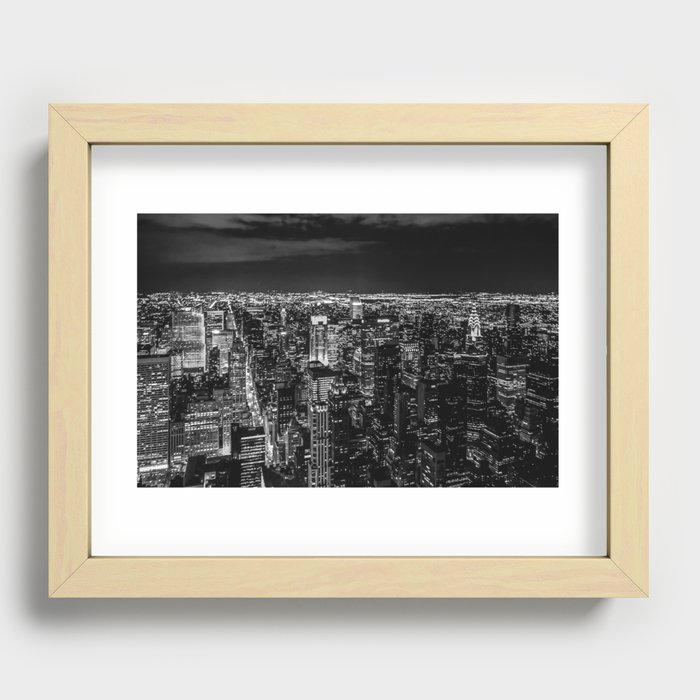 Manhattan. Black and white Recessed Framed Print
