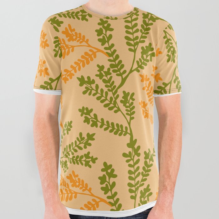 Green and yellow herbs seamless pattern All Over Graphic Tee