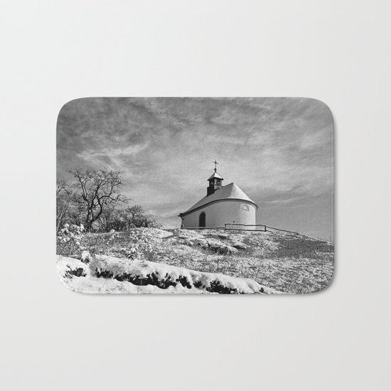 Chapel in the snow (Kleine Kalmit) Bath Mat
