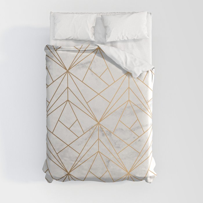 Marble, Geometry and Gold Duvet Cover