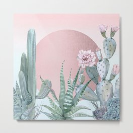 Desert Sunset by Nature Magick Metal Print | Graphicdesign, Roses, Digital, Green, Watercolor, Pink, Curated, Cacti, Nature, Painting 