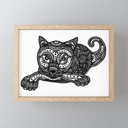 Cat, sexy lady cat, Zentangles inspired cat, cat art, bw cat art, black and white cat, graphic cat,  Framed Mini Art Print