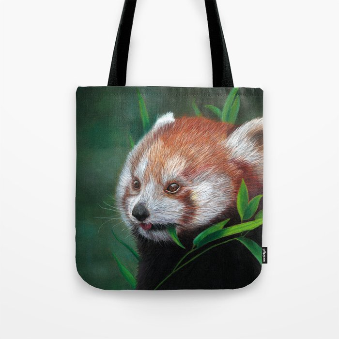Red Panda, A Realistic Pastel Artwork Tote Bag
