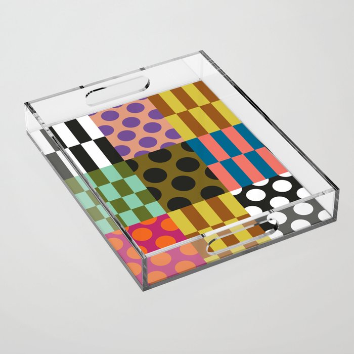 Colorful Checked Patterns \\  Acrylic Tray