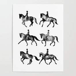 Dressage Horse Silhouettes Poster