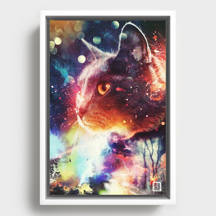 Cosmic Cat Framed Canvas