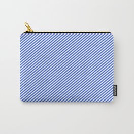 [ Thumbnail: Mint Cream & Royal Blue Colored Lines/Stripes Pattern Carry-All Pouch ]