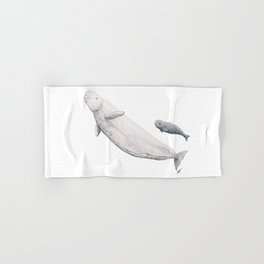 Beluga and baby beluga whale Hand & Bath Towel