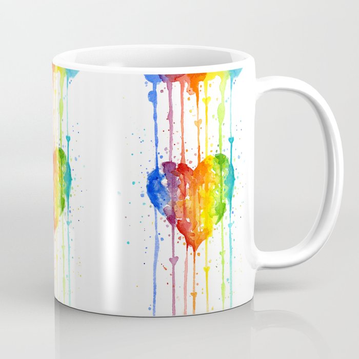 Rainbow Heart Watercolor Coffee Mug