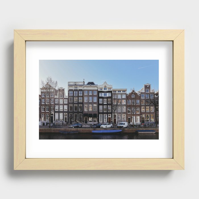 Architecture of Amsterdam | Travel photography | Buildings and the canals | The Netherlands | Art Print Recessed Framed Print
