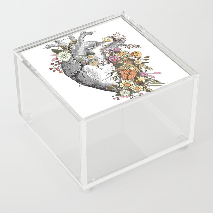 Heart With Flowers Acrylic Box