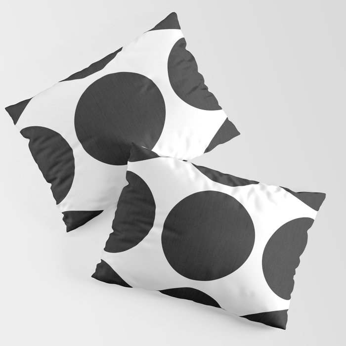 Retro Modern Black Polka Dots On White Pillow Sham