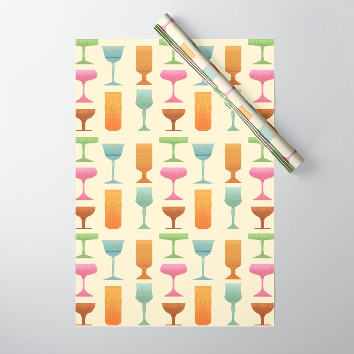 Vintage Cocktail Glasses  Wrapping Paper