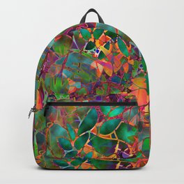 Floral Abstract Stained Glass G176 Backpack | Abstract, Green, Graphicdesign, Glasswindow, Bright, Petals, Transparency, Leaves, Stained, Translucent 