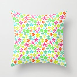neon bright vibrant fresh loud summertime retro flower eclectic print ditsy florets back to school Throw Pillow