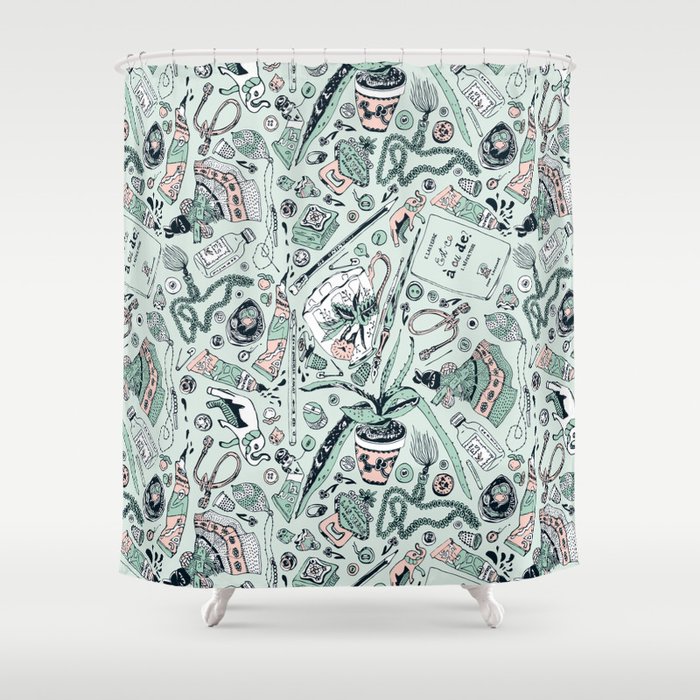 Found Objects Shower Curtain