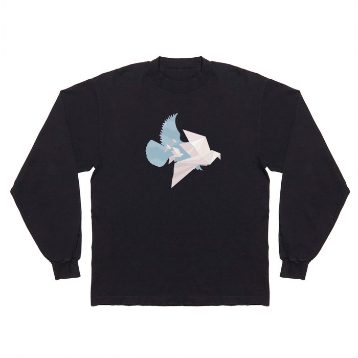 Into the Fold: Origami Pigeons Long Sleeve T Shirt
