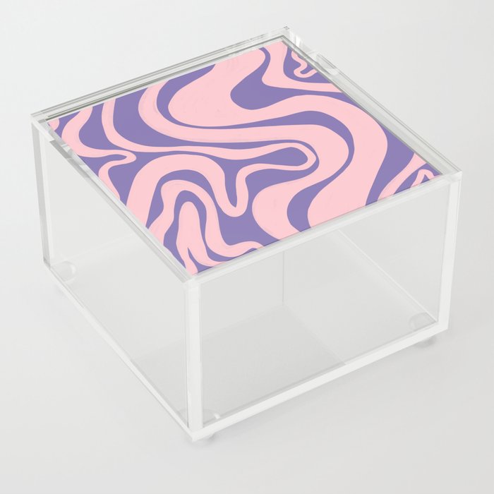 Swirl Lines in Blush Pink + Pastel Violet Acrylic Box