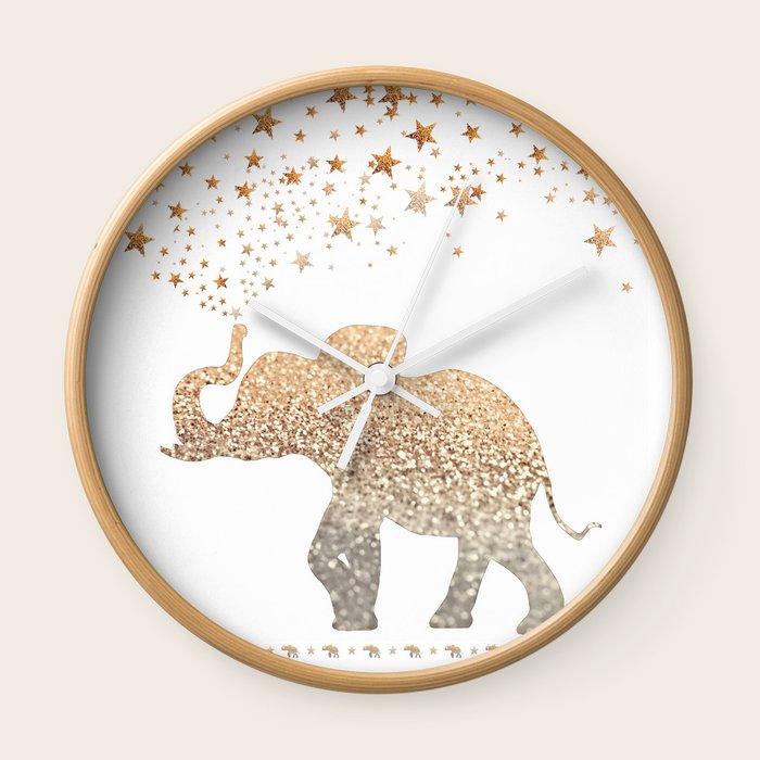 GOLD ELEPHANT Wall Clock by Monika Strigel Society6
