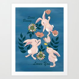 Spring Bunnies and Blooms Art Print
