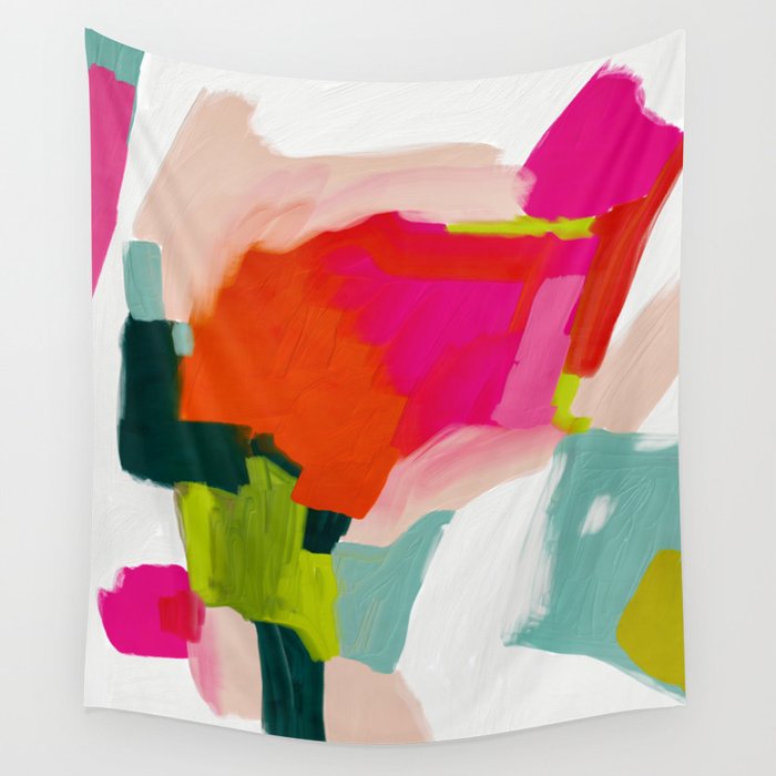 abstract pink art Wall Tapestry