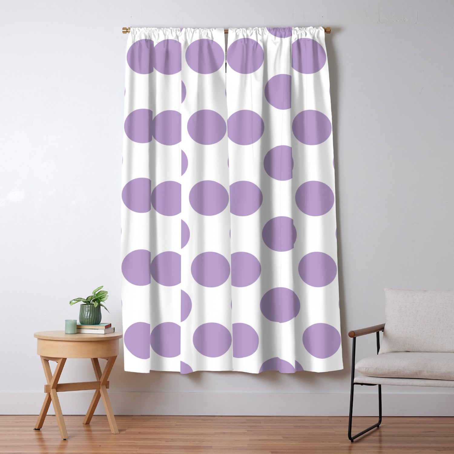 Lavender Large Polka Dots Pattern Blackout Curtain By