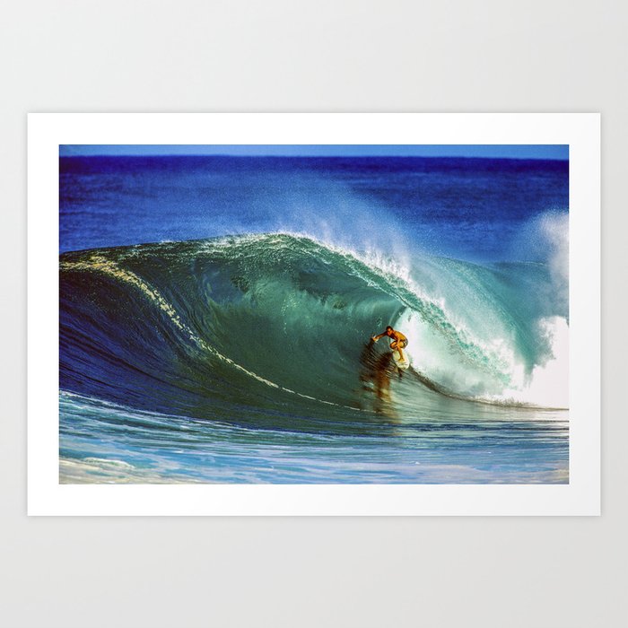 Tom Curren, surfing on the North Shore Art Print by John Seaton