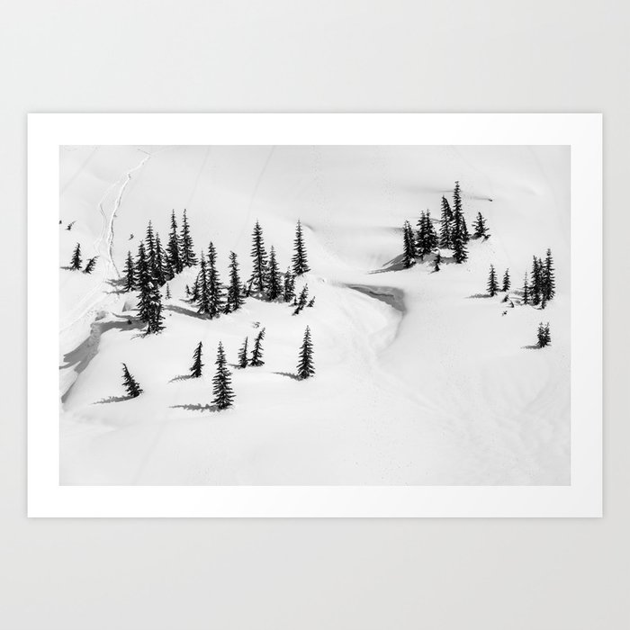 AERIAL VIEW PHOTOGRAPHY OF SNOW Art Print