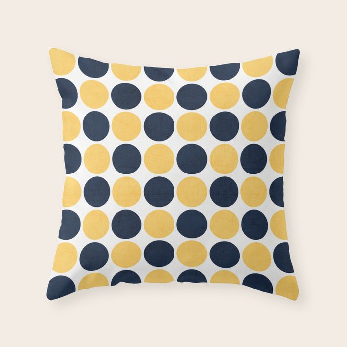 navy and yellow dots Throw Pillow by her art Society6