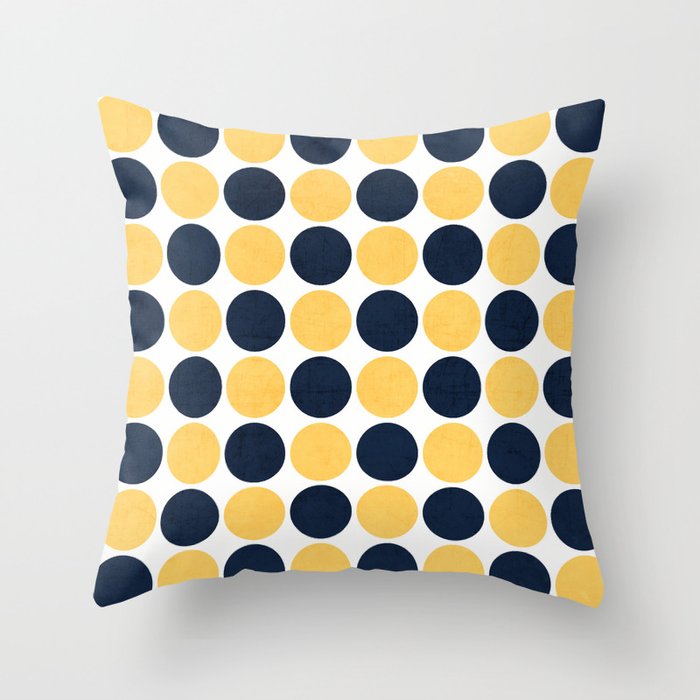 navy and yellow dots Throw Pillow