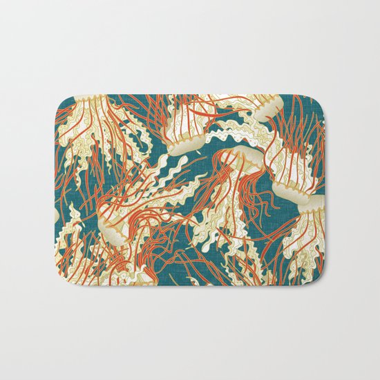 jellyfish blue Bath Mat