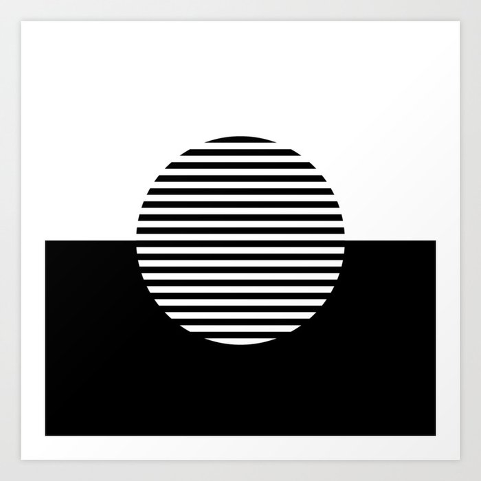 Full Moon On The Horizon - Black White Art Print