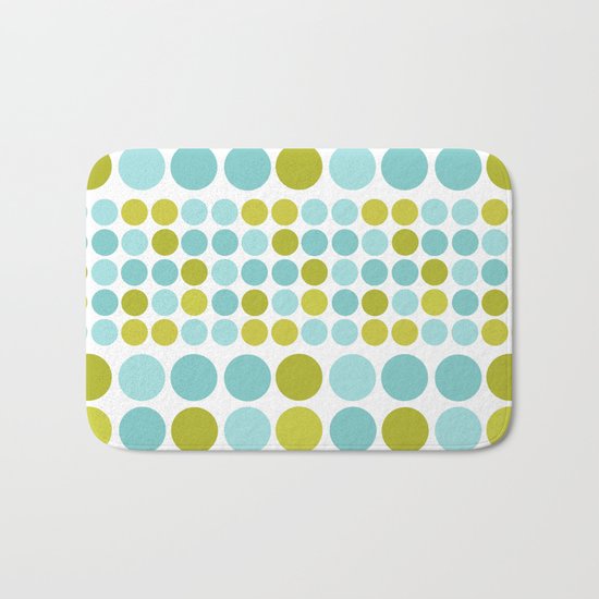 The pattern Green - blue polka dots. Bath Mat