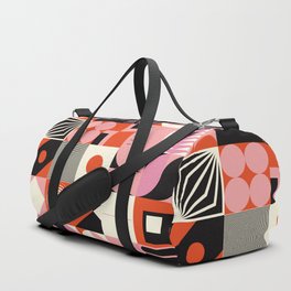 Scandinavian inspired artwork pattern made with simple geometrical forms and cutout colorful shapes. Abstract composition Duffle Bag