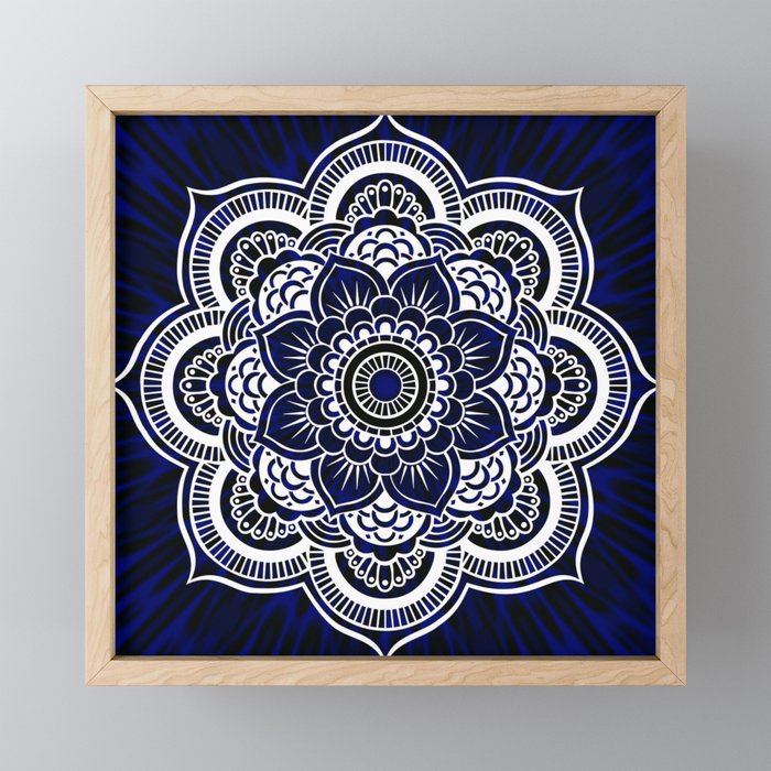 Deep Blue Mandala Portal Framed Mini Art Print