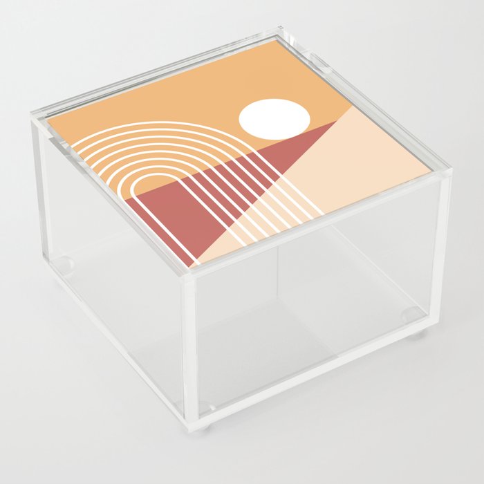 Sun Rainbow Beach Abstract 8 in Brown Beige Orange Acrylic Box