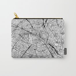 Paris White Map Carry-All Pouch | Road, Graphicdesign, Map, Vector, Street, Bestseller, Digital, Line, Citymap, Urban 